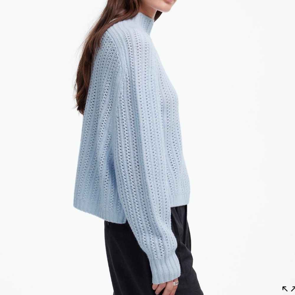 Madewell Pointelle-Stitch Mockneck Sweater -  Heather Pale Dawn - Picture 4 of 14